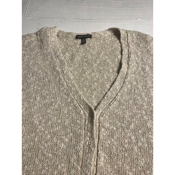 Eileen Fisher Button Front V-Neck Cardigan Sweater Womens XS Linen Blend Knit - Picture 6 of 10